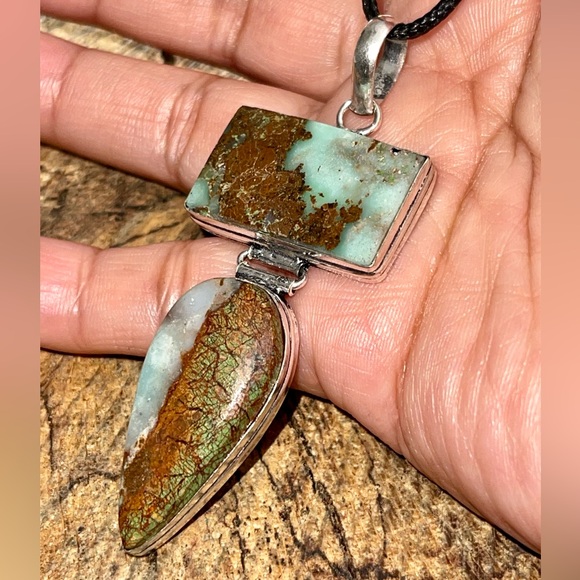 Yellow Green Chrysoprase Pendant 3” - Picture 6 of 13